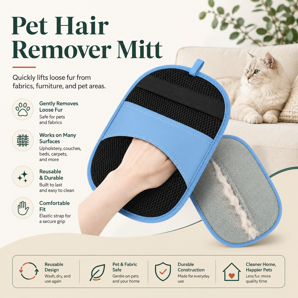 Avenlo Reusable Pet Hair Removal Mitt